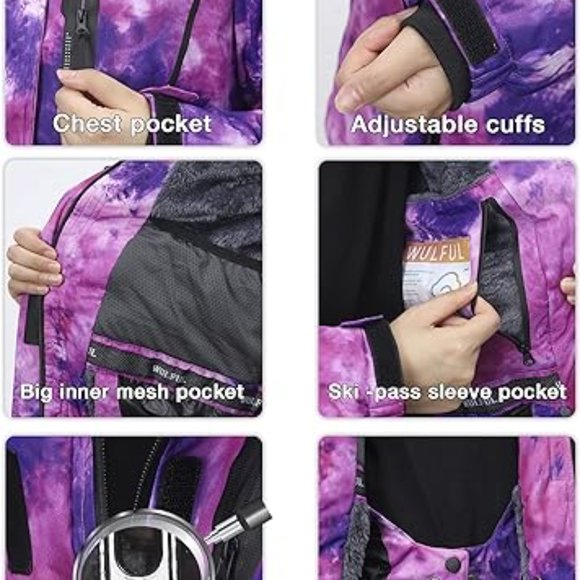 Women’s Waterproof Snow Ski Jacket Mountain Windproof Winter Coat with Detachabl - Picture 3 of 6